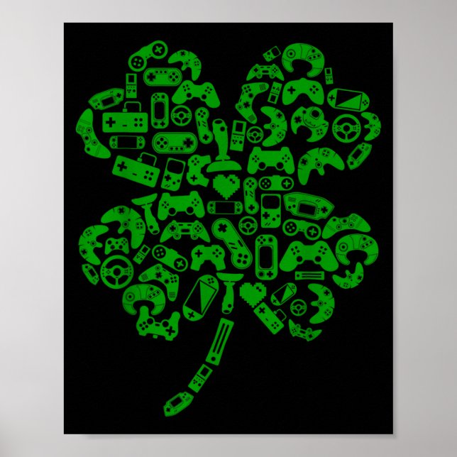 Boys Gamer Game Shamrock St Patricks Day Irish Men Poster (Vorne)