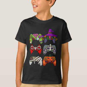 Boys Gamer Skeleton Zombie Gaming Controller Kinde T-Shirt