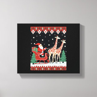 Boys Girls Santa Claus Riding Giraffe Sleigh Ugly Leinwanddruck