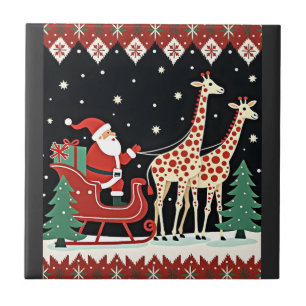 Boys Girls Weihnachtsmann Reitender Giraffe Schlit Fliese