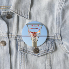 Boys "Go Team" Geburtstagsparty Basketball Hoop Button