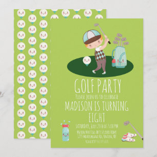 Boys Golf Cute Anniversaire Fête Invitation