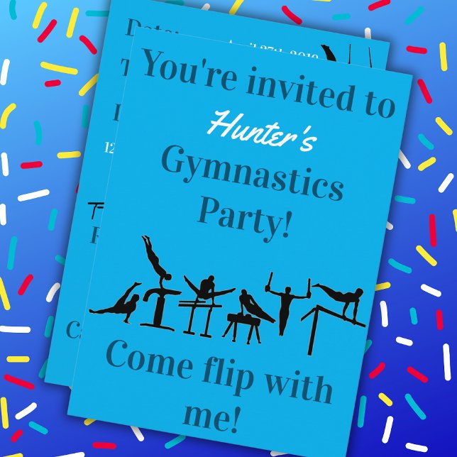 Boys Gymnastik Geburtstagsparty Einladungen (Boys Gymnastics Birthday Party Invitations)