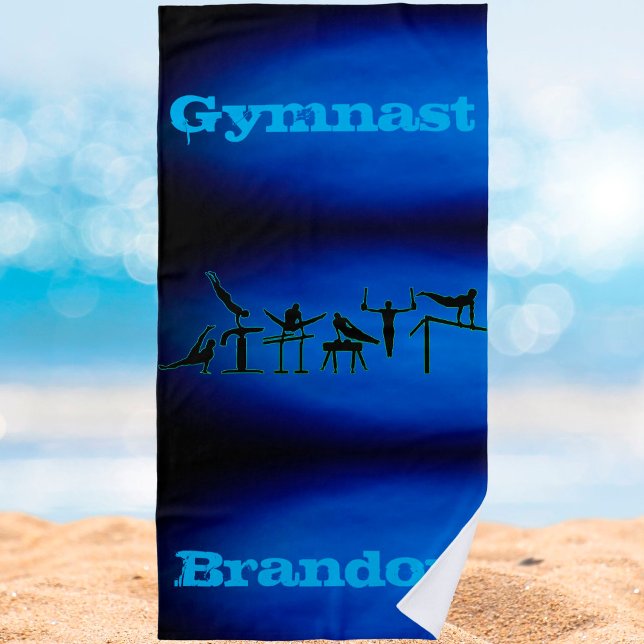 Boys Gymnastik Individuelle Name Blue Ombre Strand Strandtuch (Von Creator hochgeladen)