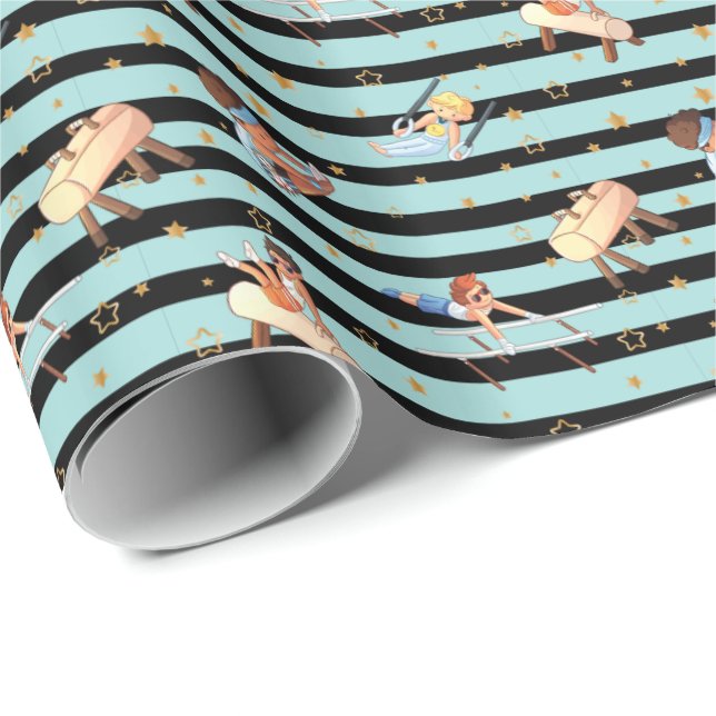 Boys Gymnastik Rings Parallel Bars Pommel Pferd Geschenkpapier (Rolleneckpunkt)