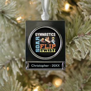 Boys Gymnastik Zitat - Gedreht Drehung Banner-Ornament Silber