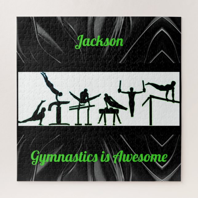 Boys Gymnastique Puzzle avec son nom! (Vertical)