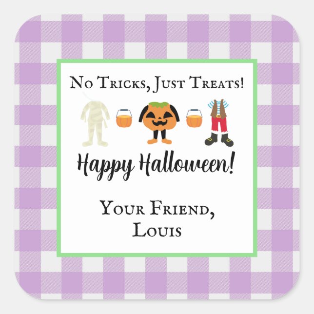 Boys Halloween-Geschenkanhänger Quadratischer Aufkleber (Vorderseite)