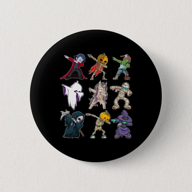 Boys Halloween Pumpkin Skeleton Kids Pumpkin Dab Button (Vorderseite)