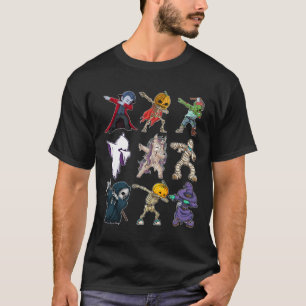 Boys Halloween Pumpkin Skeleton Kids Pumpkin Dab T-Shirt