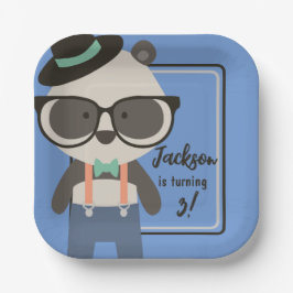 Boys Hipster Mister Panda Bear Geburtstag Pappteller