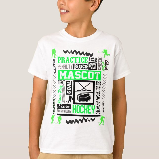 Boys Hockey-Terminologie im grünen T - Shirt (Vorderseite)