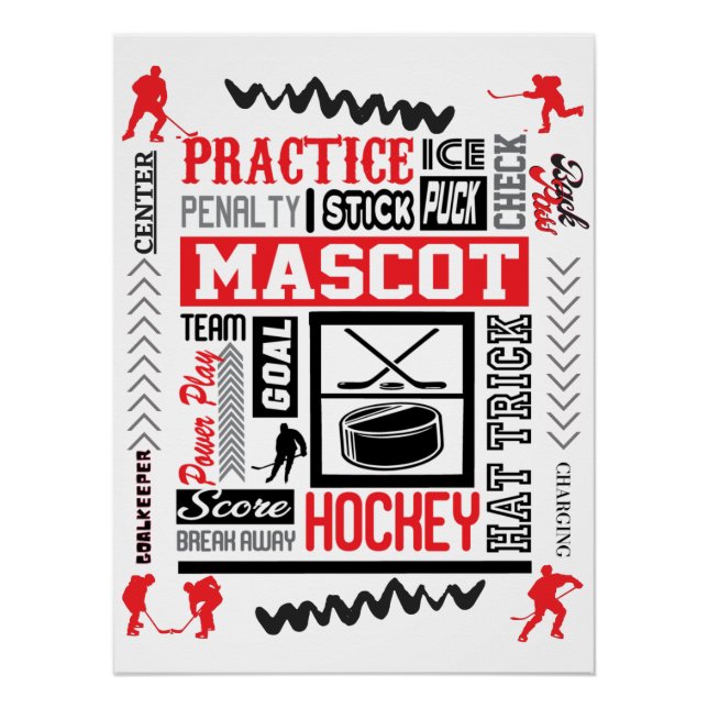 Boys Hockey Terminologie in Red Poster (Vorderseite)