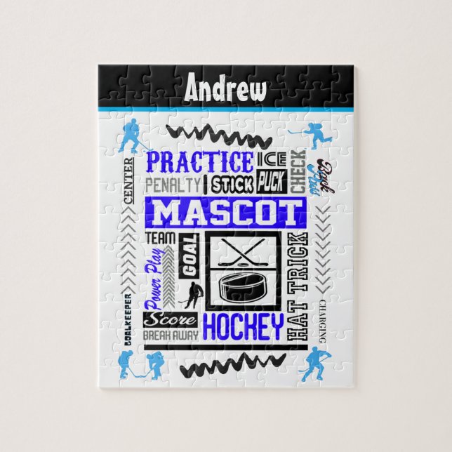 Boys Hockey Terminologie Personalisiert Blue (Vertikal)