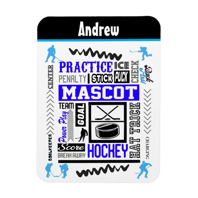 Boys Hockey Terminologie Personalisiert Blue Magnet (Vertikal)