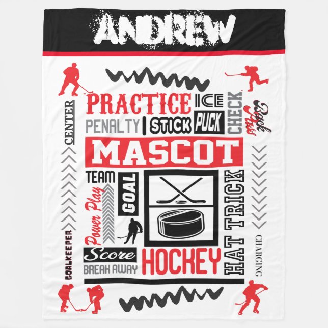 Boys Hockey Terminologie Personalisiert Fleecedecke (Vorderseite)