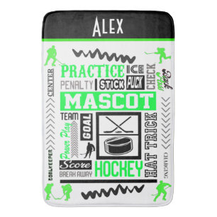 Boys Hockey Terminologie Personalisiert Neon Green Badematte