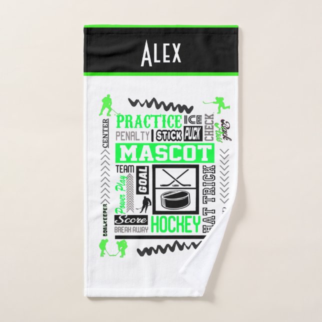 Boys Hockey Terminologie Personalisiert Neon Green Handtuch (Handtuch)
