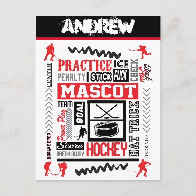 Boys Hockey Terminologie Personalisiert Postkarte (Vorderseite)