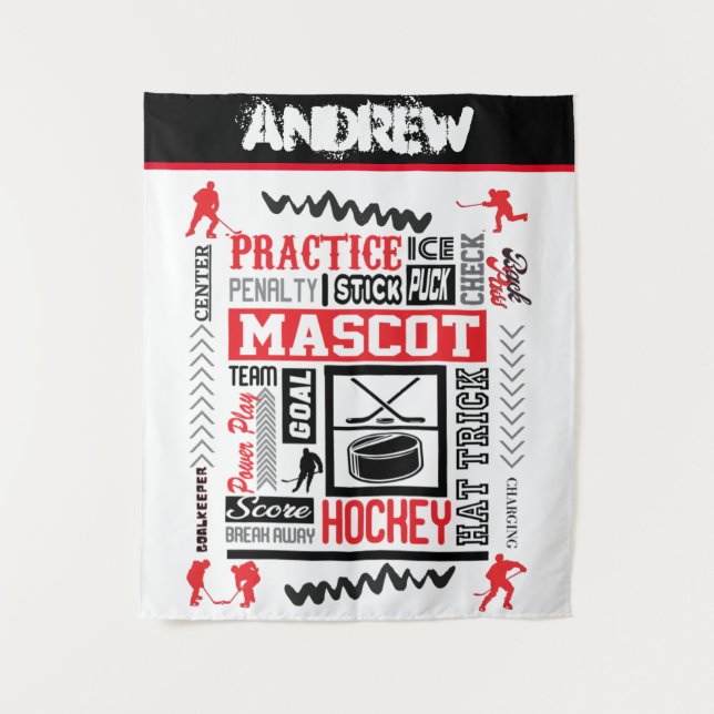 Boys Hockey Terminologie Personalisiert Wandteppich (Vorderseite)