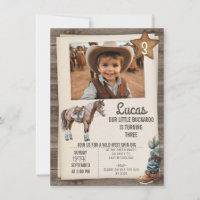 Boys Horse Buckaroo Wild West Invitation Anniversa