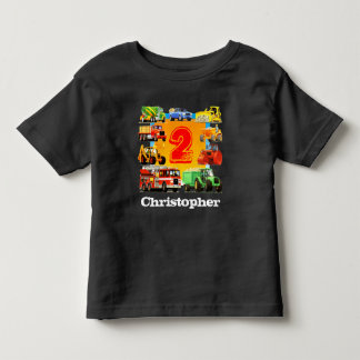 Boy's Individuelle Name Construction Truck 2. Gebu Kleinkind T-shirt