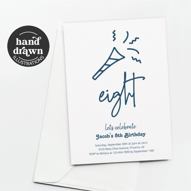 Boys Invitation de fête de 8e anniversaire (Créateur téléchargé)
