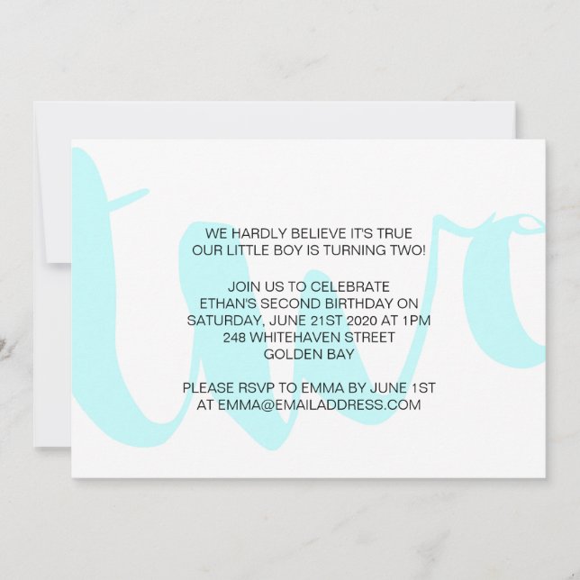 Boys Invitation pour le deuxième anniversaire (Devant)