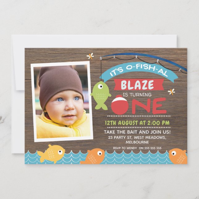 Boy's It's o-fish-al 1er anniversaire Invitation (Devant)