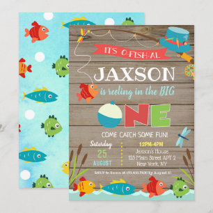 Boy's its O-fish-al 1st Birthday Invitations
