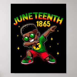 Boys Juneteenth Dabbing Schwarzer König Melanin Br Poster