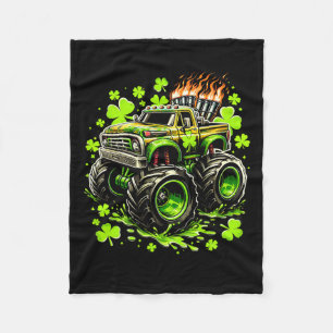 Boys Kids Monster Green Truck Kleeblatt St Patrick Fleecedecke