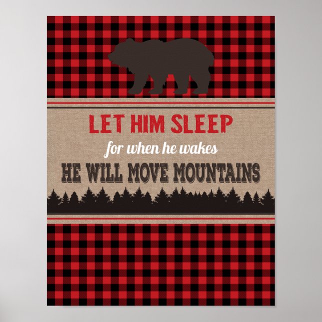 Boys Kinderzimmer Wall Art Buffalo Karierter Bär Poster (Vorne)