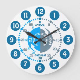 Boys learn to tell time muted blue grey wall clock große wanduhr