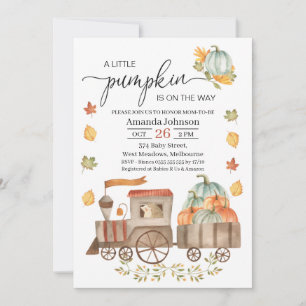 Boys Little Pumpkin Train Baby Dusche Einladung