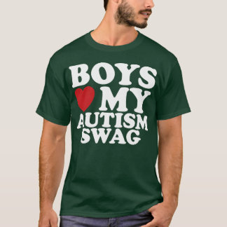 Boys Love My Autism Swag Awareness Heart friends T-Shirt