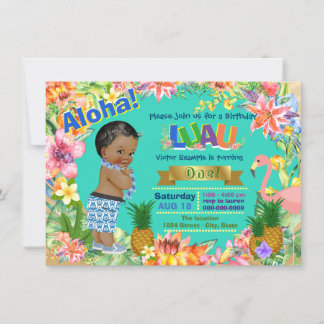 Boys Luau Birthday Party African American Luau Einladung