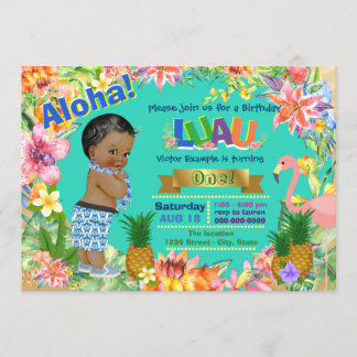 Boys Luau Birthday Party African American Luau Einladung