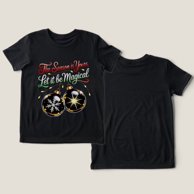 Boys' Magical Christmas Ornament Fun Festive Snow Tri-Blend Shirt (Design Vorderseite & Rückseite)