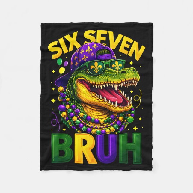 Boys Mardi Gras Six Seven Bruh Mardigator Alligato Fleecedecke (Vorderseite)