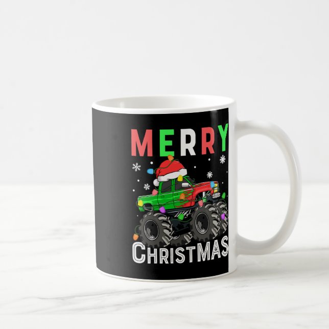 Boys Monster Truck Frohe Weihnachts-Weihnachtsmann Kaffeetasse (Rechts)