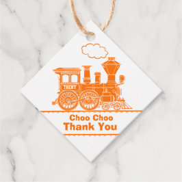 Boys name train loco orange weiß Geburtstag danke Geschenkanhänger
