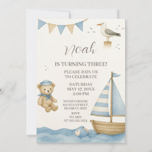 Boys Nautique Anniversaire Invitation