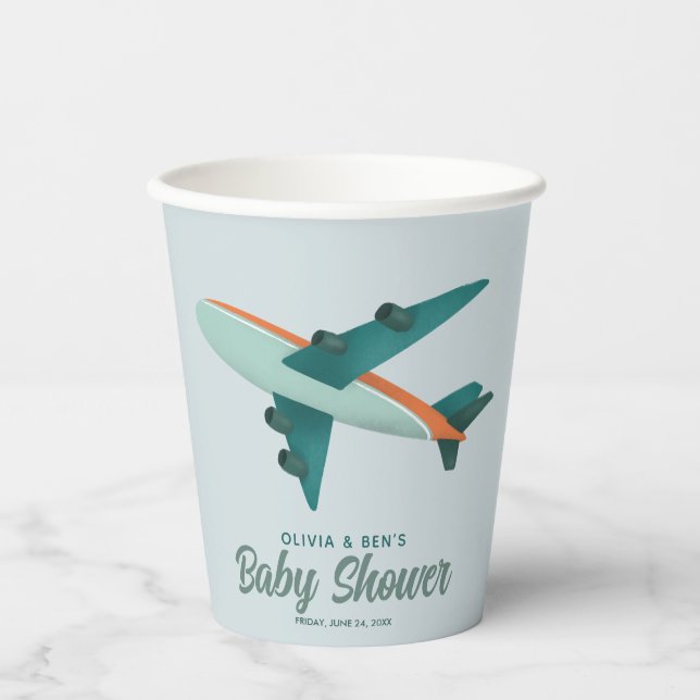 Boys Niedlich Blue Airplane Travel Pappbecher (Vorderseite)