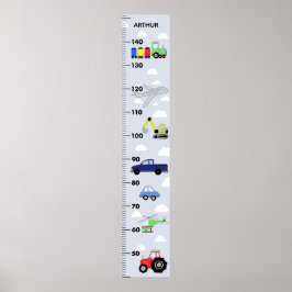 Boys Niedlich Blue Car Traktor Transport Chart Poster