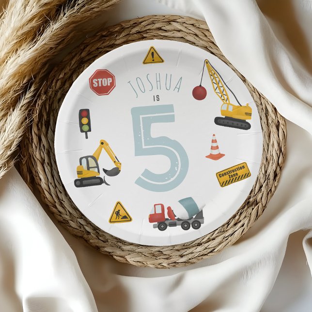 Boys Niedlich Blue Construction Vehicles Kindergeb Pappteller (Von Creator hochgeladen)