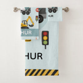 Boys Niedlich Blue Digger Konstruktionsmuster Kind Badhandtuch Set