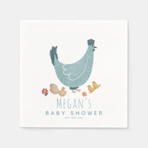 Boys Niedlich Blue Farm Chicken Baby Dusche Serviette