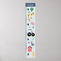 Boys Niedlich Blue Farm Traktor Growth Chart