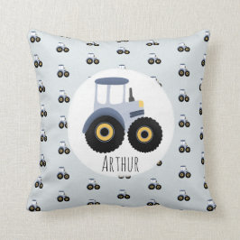 Boy's Niedlich Blue Farm Traktor Muster & Name Kin Kissen